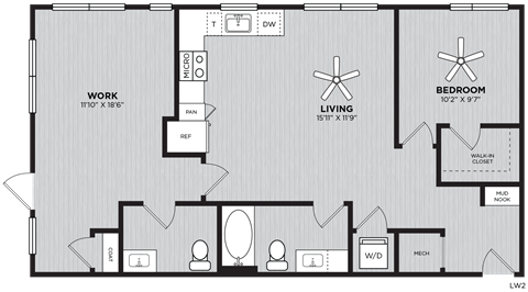 a floor plan of a bedroom apartment